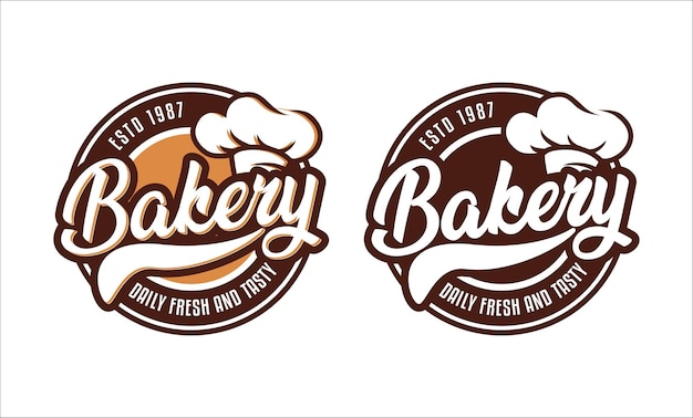 Diseño de logotipo de panadería y pastelería Vintage Retro Logotipo Insignias pegatinas y etiquetas plantilla fondo blanco