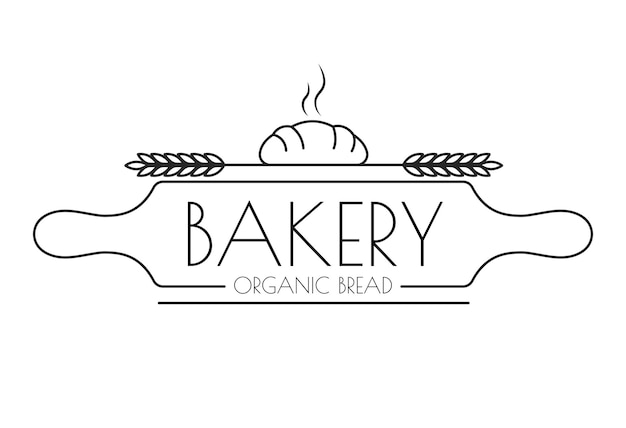 Diseño de logotipo de panadería simple y moderno con trigo y pan de rodillo Tienda de pan delicioso y