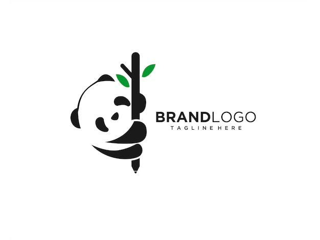 Diseño de logotipo de panda abstracto simple vector gratuito