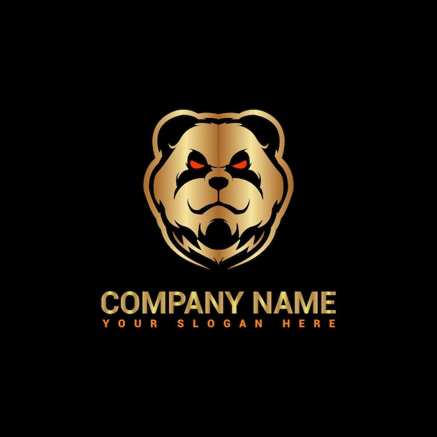 Diseño de logotipo de panda dorado de lujo