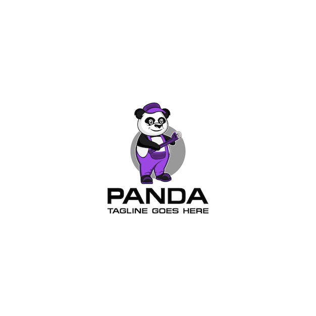 Vector diseño de logotipo de panda de plomería.