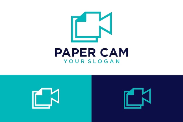 Diseño de logotipo de papel con cámara y película