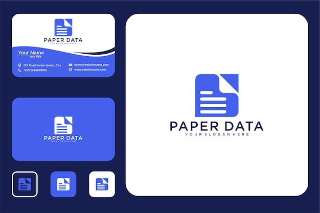 diseño de logotipo de papel de datos moderno y tarjeta de visita
