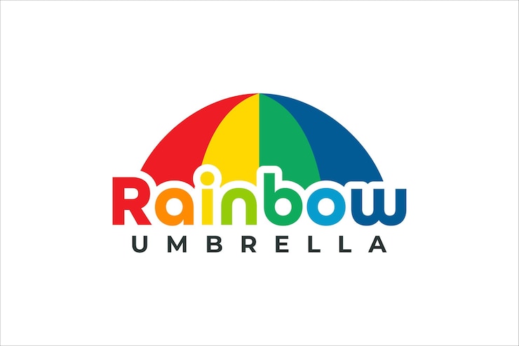Vector diseño de logotipo de paraguas arcoíris