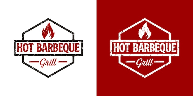 diseño de logotipo de parrilla de barbacoa vintage con insignia