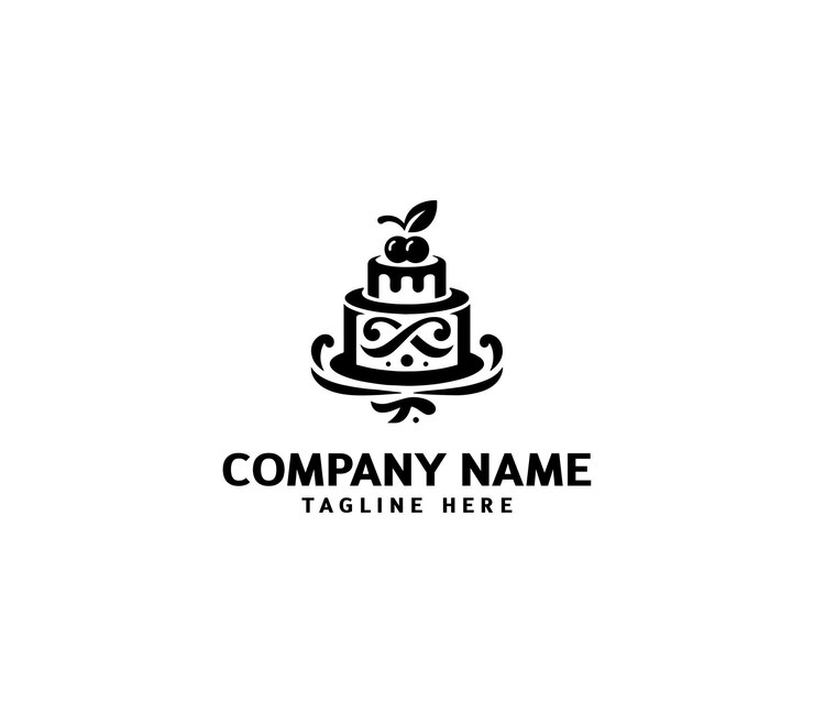 Diseño de logotipo de pastel abstract vectorial Logotipo de pastil de cumpleaños Logotipo de tortilla dulce Logotipo de panadería Logotipo de tienda de pasteles
