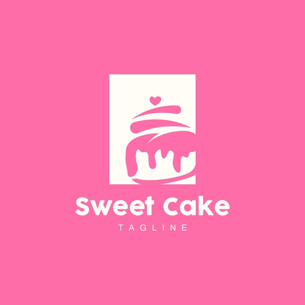 Diseño de logotipo de pastel dulce Vector de pan de cumpleaños Diseño simple Ilustración de plantilla de icono de panadería