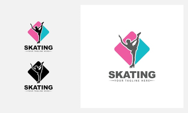 diseño de logotipo de patinaje de mujer