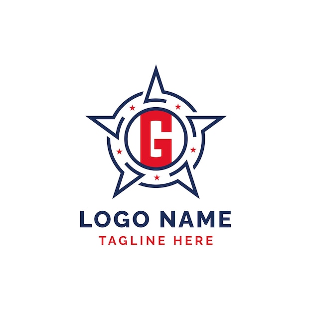 Diseño del logotipo patriótico con la letra G Star