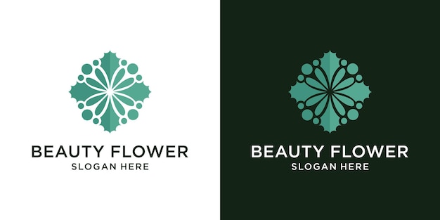 Diseño de logotipo de patrón floral abstracto