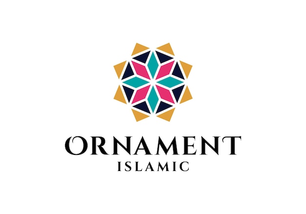 Diseño de logotipo de patrón de motivo islámico de adorno cuadrado