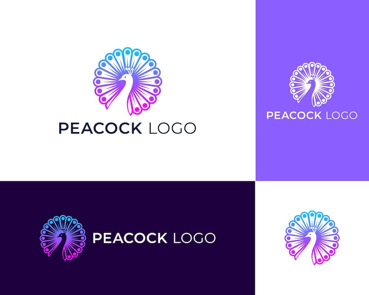 Diseño de logotipo de pavo real Ilustraciones