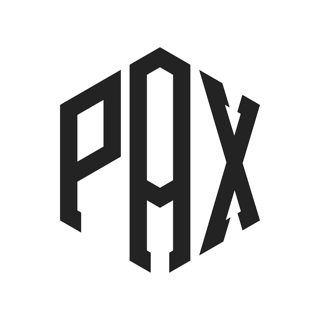 Diseño del logotipo de PAX Letra inicial Monograma de PAX Logotipo con forma de hexágono