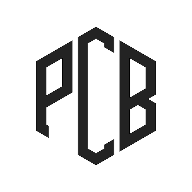 Diseño del logotipo de PCB Letra inicial Monograma de PCB Logotipo con forma de hexágono