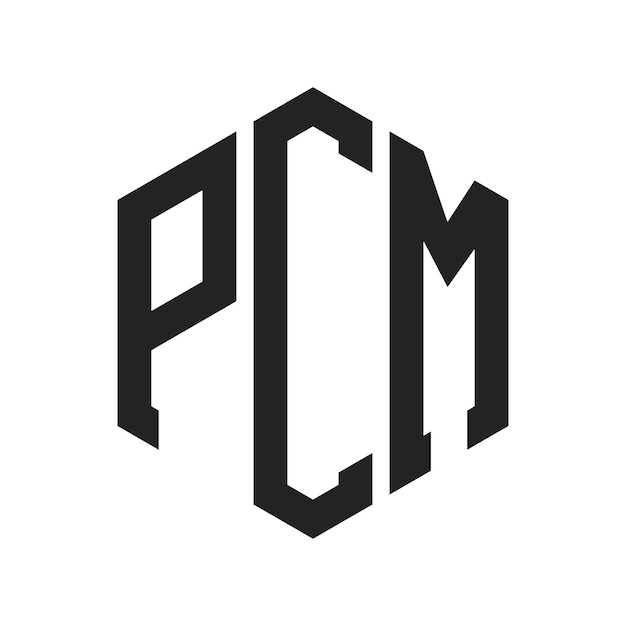 Diseño del logotipo de PCM Letra inicial Monograma de PCM Logotipo con forma de hexágono