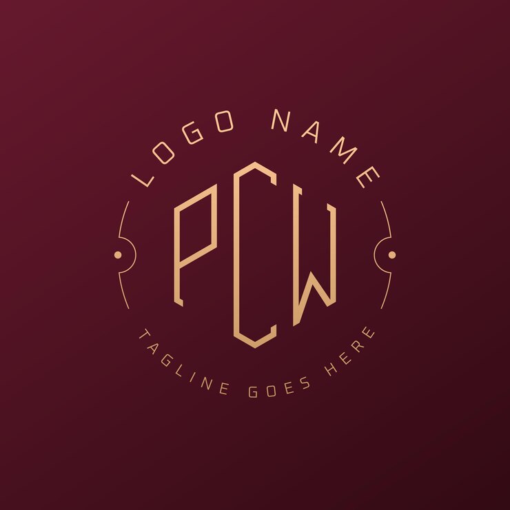 Vector diseño de logotipo de pcw de lujo letra elegante pcw monograma logotipo minimalista poligono plantilla de diseño de logotipo pcw
