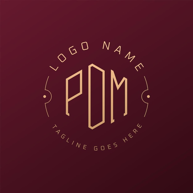 Diseño de logotipo PDM de lujo Letra elegante PDM Monograma Logotipo minimalista Poligono PDM Template de diseño de logotipo
