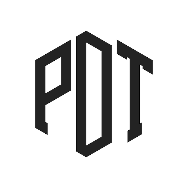 Diseño del logotipo PDT Letra inicial PDT Monograma Logotipo con forma de hexágono