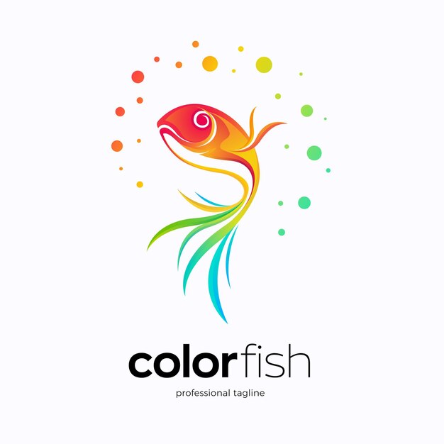 diseño de logotipo de peces de colores abstractos