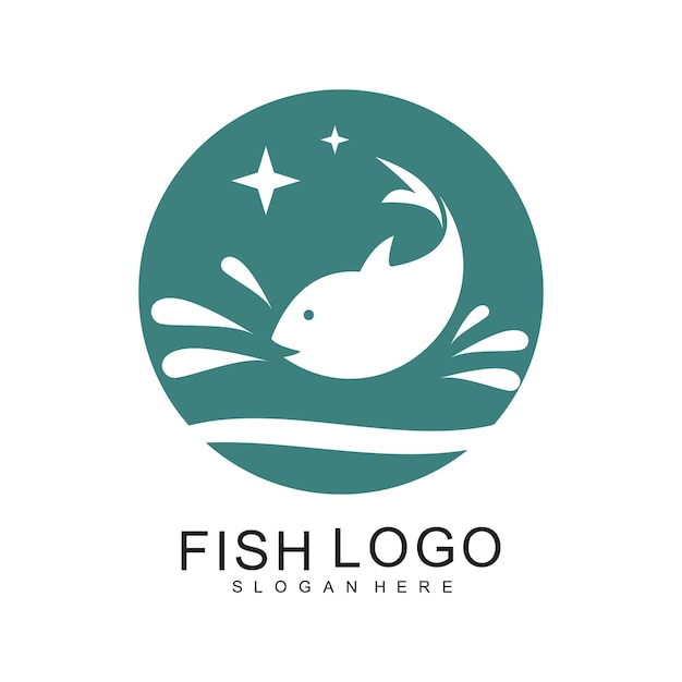 Diseño del logotipo de los peces concepto simple Premium Vector