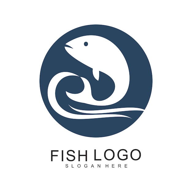 Diseño del logotipo de los peces concepto simple Premium Vector
