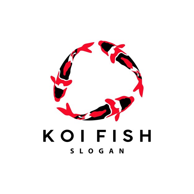 Diseño de logotipo de peces koi Vector de peces ornamentales Ornamento de acuario Ilustración Producto de marca