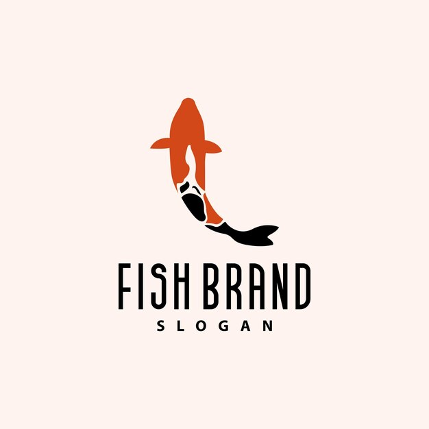 Diseño de logotipo de peces koi Vector de peces ornamentales Ornamento de acuario Ilustración Producto de marca