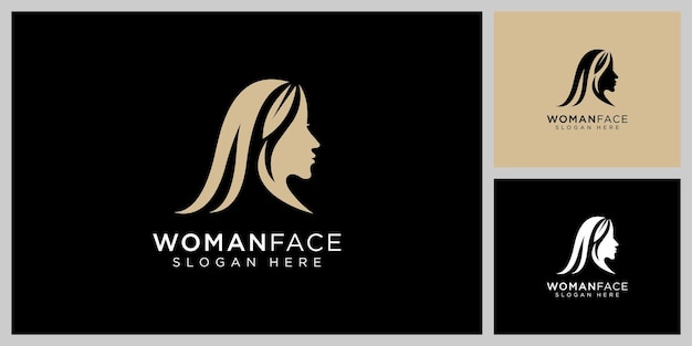 Diseño de logotipo de peinado de mujer de belleza