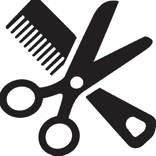 Diseño de logotipo de peine y tijeras de salón de clip y peine