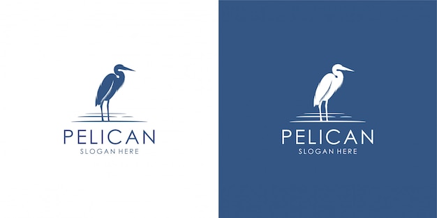 Vector diseño de logotipo pelican, monoline, esquema, línea.