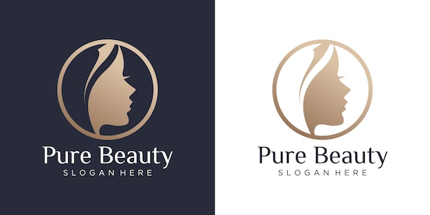 Diseño de logotipo de peluquería de mujer de lujo