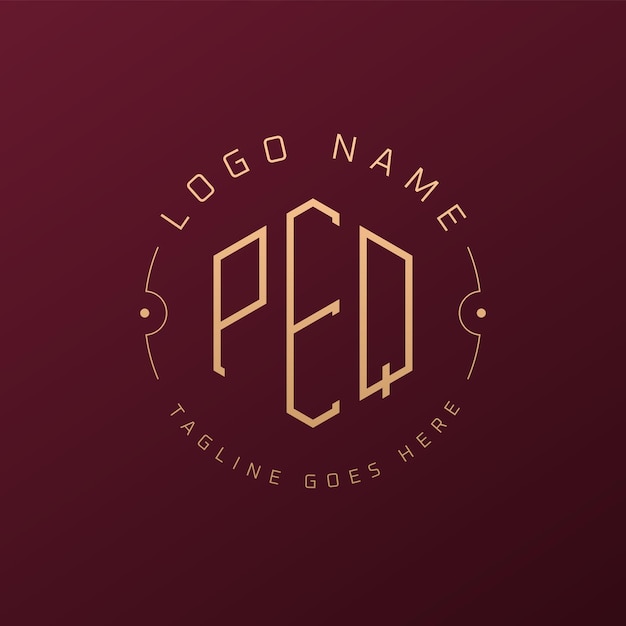 Diseño de logotipo de PEQ de lujo Letra elegante PEQ Monograma Logotipo minimalista Poligono Estampa de diseño de logotipo PEQ