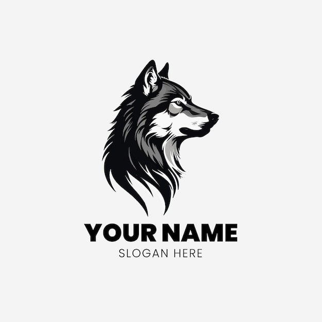 Diseño de logotipo de perfil lateral de lobo en color negro IA generativa