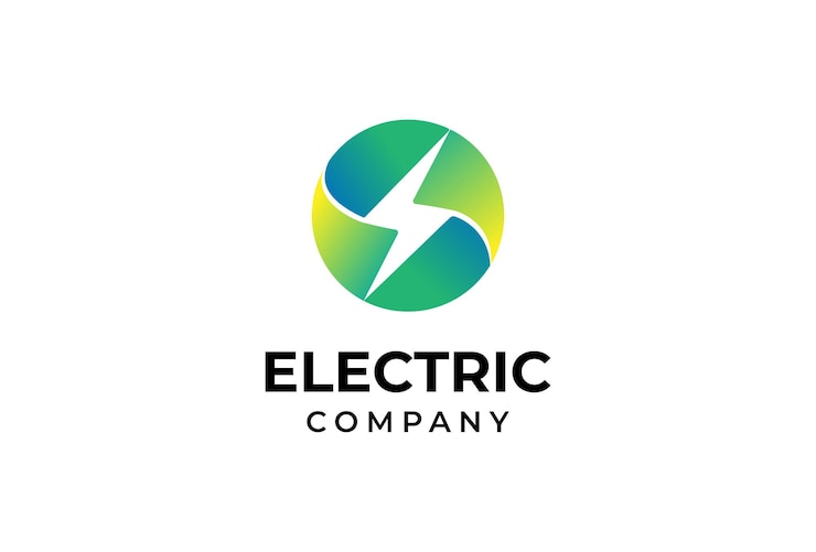 Vector diseño de logotipo de perno de trueno eléctrico con ilustración de vector de círculo verde