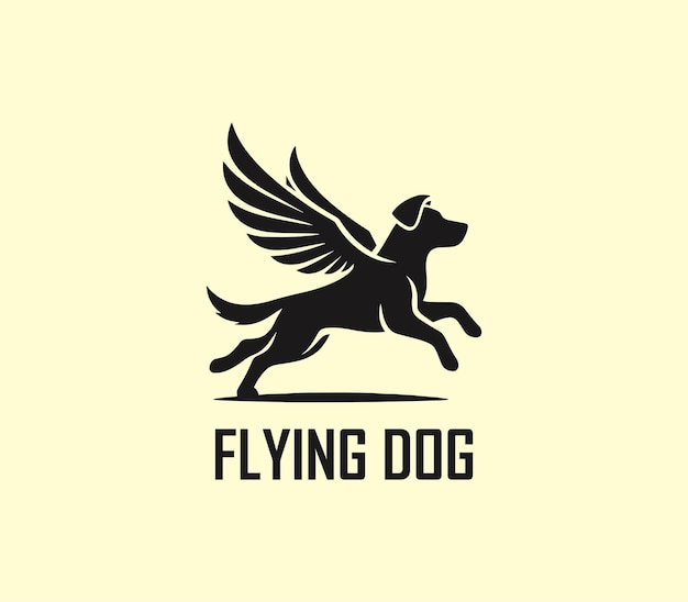 Diseño del logotipo del perro con alas Logotipo del perro volador Superhéroe Modelo del logotipo de perro animal Vector del logotipo moderno del perro