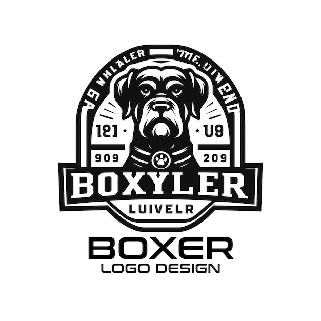 Diseño del logotipo del perro boxeador vectorial