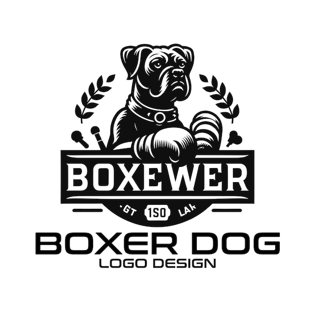 Diseño del logotipo del perro boxeador vectorial