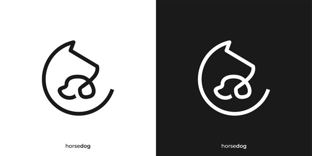 Diseño de logotipo de perro de caballo simple Diseño de Logotipo de cuidado de mascotas Iconos gráficos de forma de caballo de caballo y cabeza circular