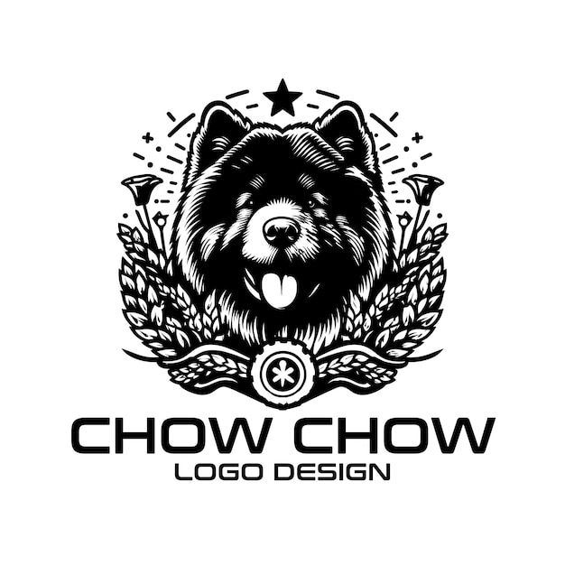 Diseño del logotipo del perro Chow Chow