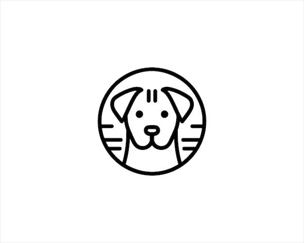 Diseño del logotipo del perro en círculo Ilustración vectorial del icono del símbolo