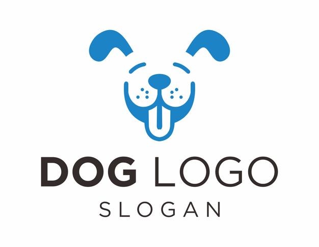Diseño del logotipo del perro creado utilizando la aplicación Corel Draw 2018 en un fondo blanco