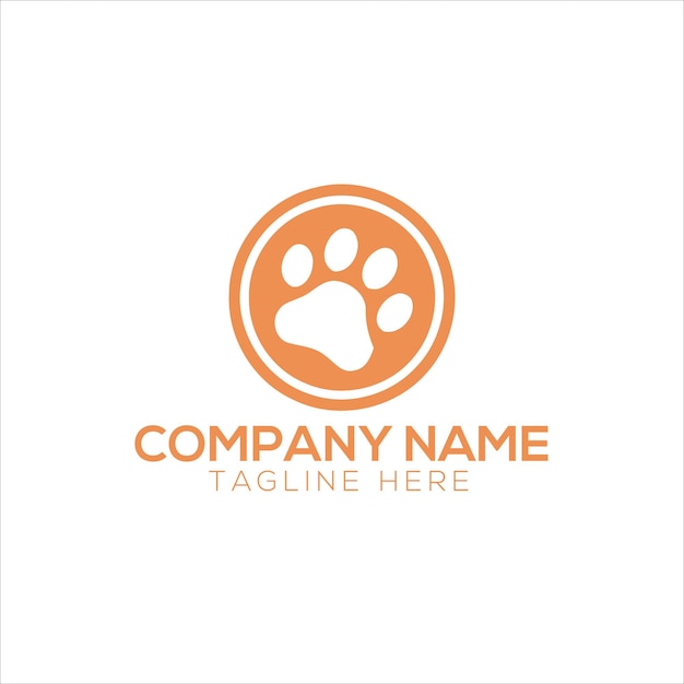 Vector diseño de logotipo de perro y gato cuidado de mascotas concepto de estilo lineal blanco