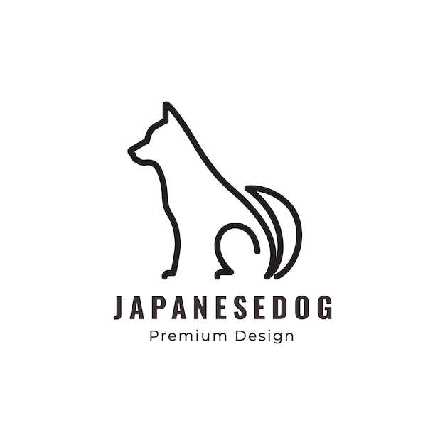 Diseño de logotipo de perro japonés ilustración gráfica vectorial mínima