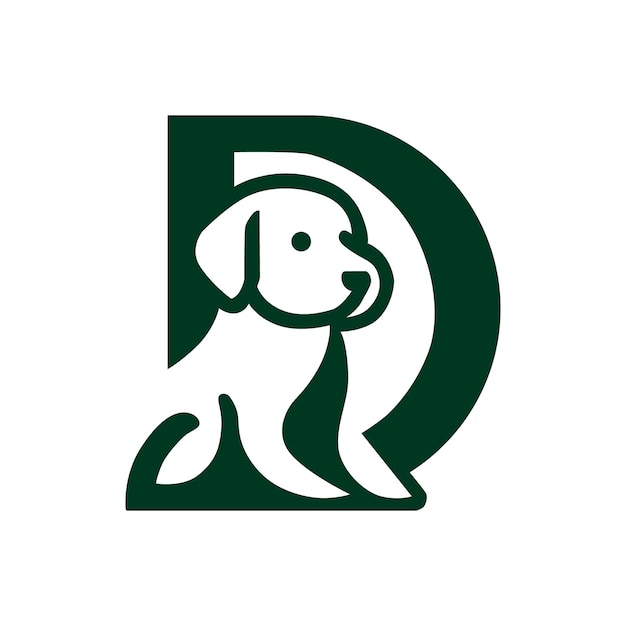 Diseño de logotipo de perro con la letra D