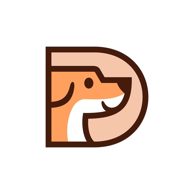 Diseño de logotipo de perro letra d