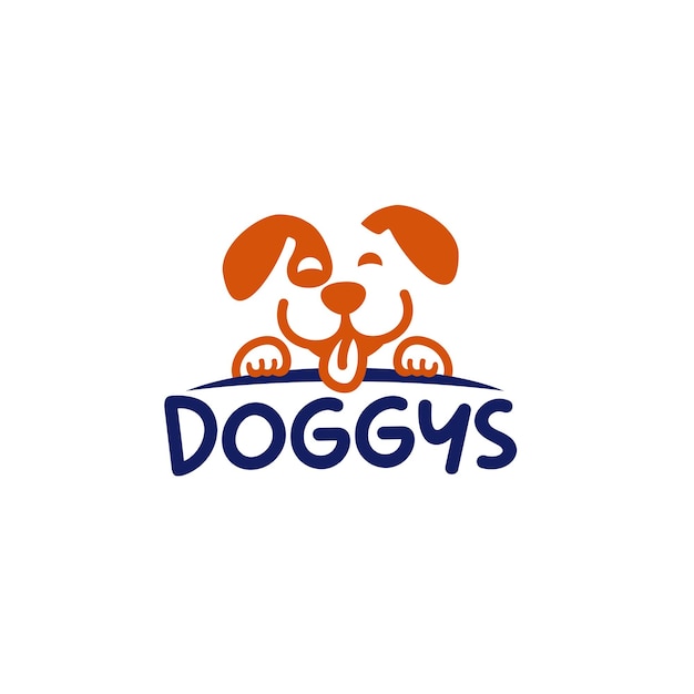 Diseño de logotipo de perro lindo Ilustración vectorial Perro lindo con la lengua fuera Diseño vectorial de logotipo moderno