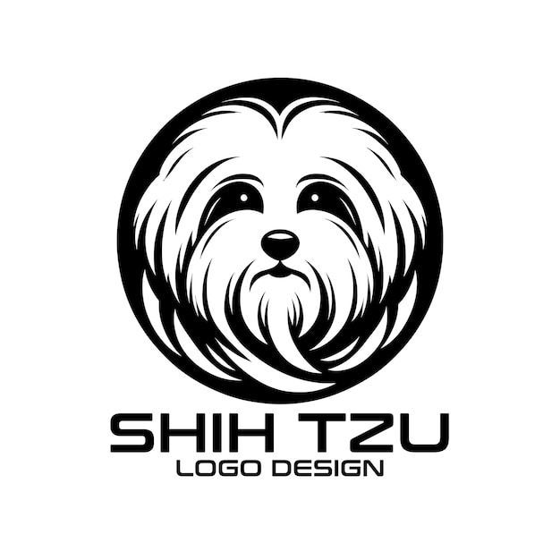 Vector diseño del logotipo del perro shih tzu