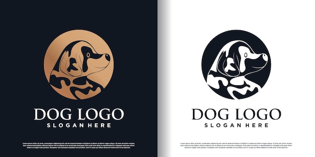 Diseño de logotipo de perro con vector premium de concepto creativo