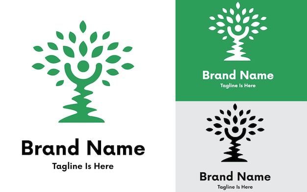 Diseño del logotipo de la persona del árbol