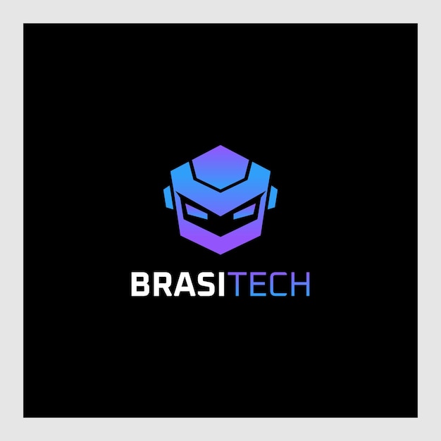 diseño de logotipo de personaje de cabeza de robot de tecnología